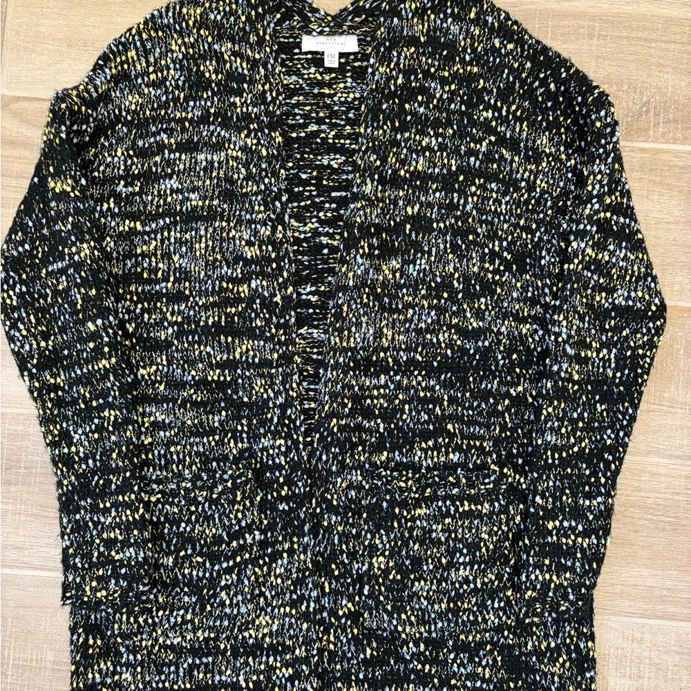 New Directions Black and Yellow Cardigan Sweater